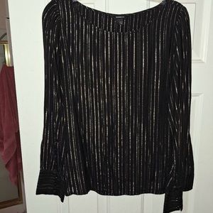 Express Metallic Gold & Black Striped
Long Sleeve Cocktail Blouse